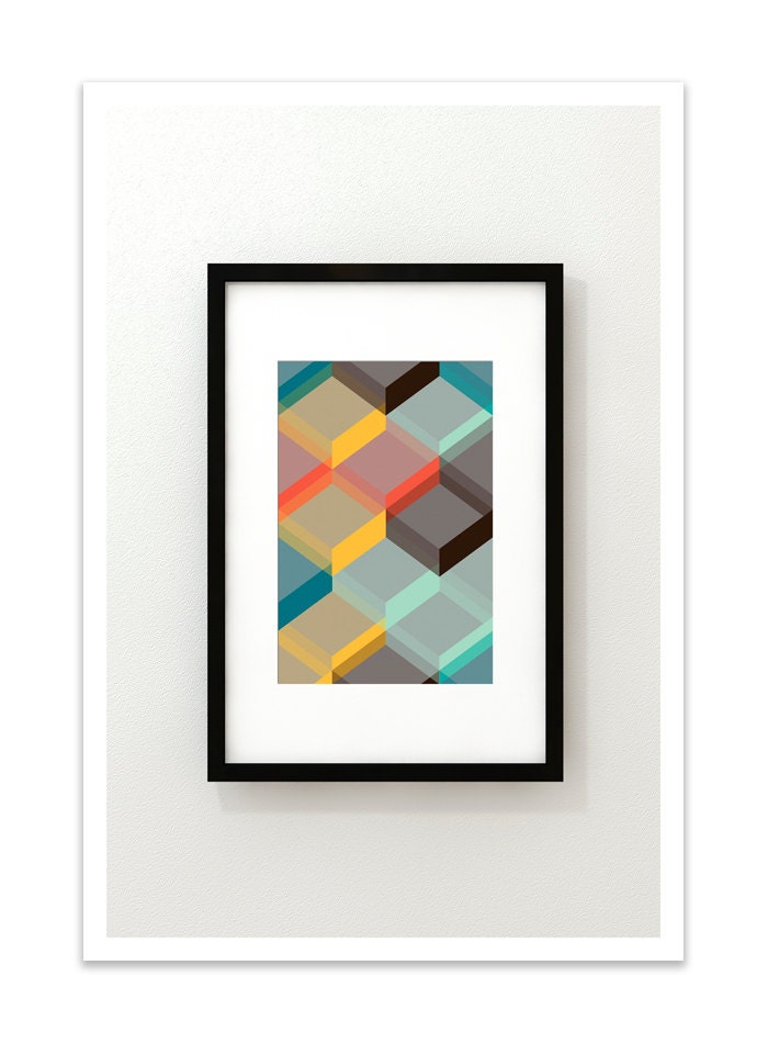 CUBI VIGNETTE no.38 - Giclee Print - Mid Century Modern Danish Modern Minimalist Cubist Modernist Eames Abstract