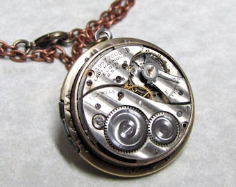 Steampunk Gear Locket Necklace ( MSL1 )