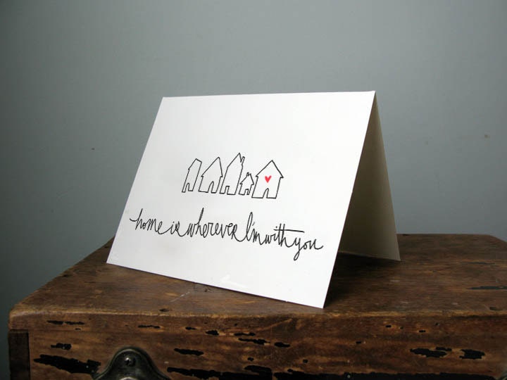 love note card - blank - Home is Wherever I'm With You (horizontal)