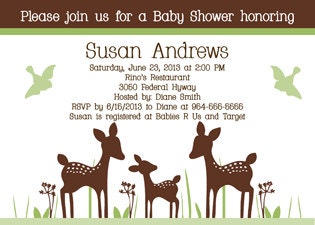 Willow Deer Family Digital Baby Shower Invitation 5x7 U Print yourself