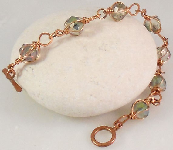 Copper Bracelet, Multi-Color Crystal Bracelet