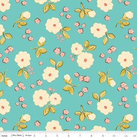 Riley Blake Designs Calliope Floral Aqua One Yard