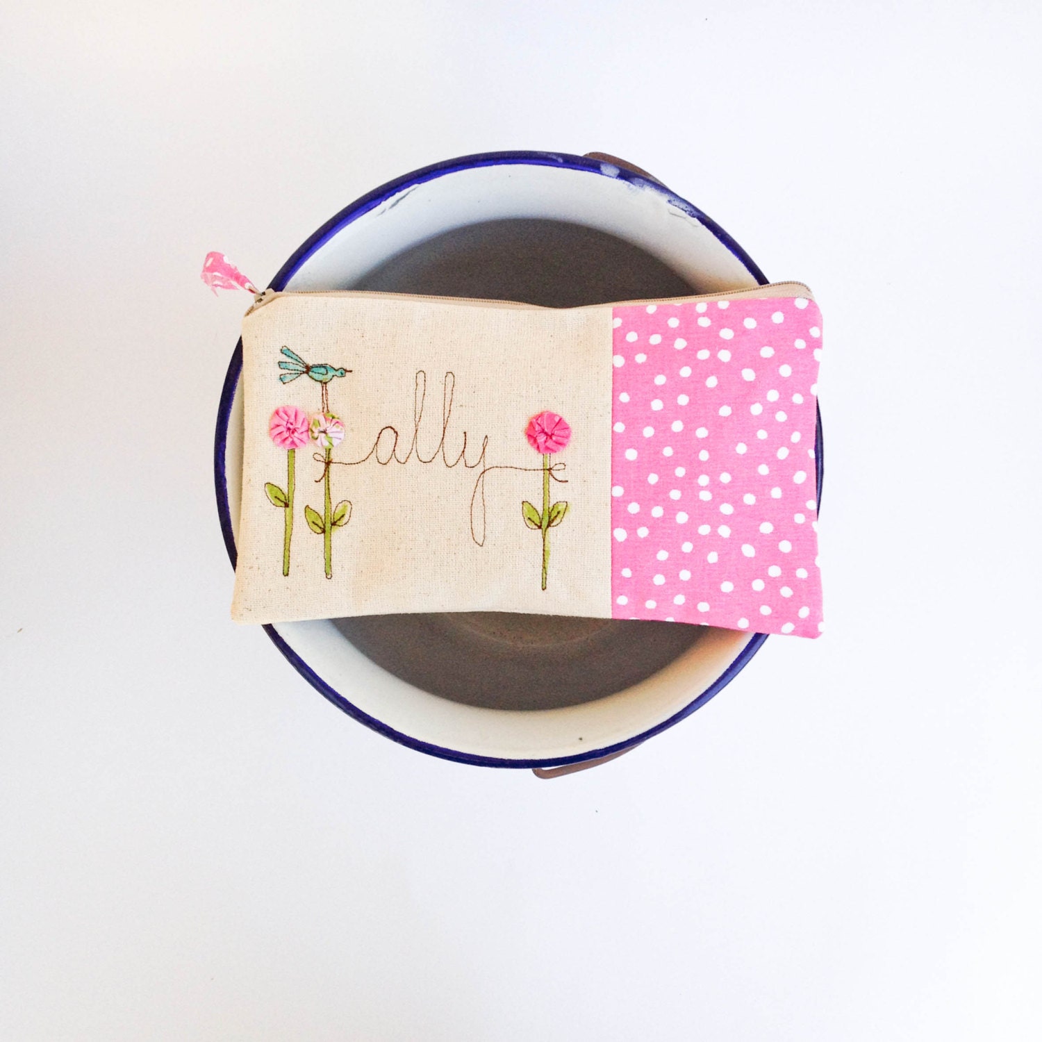 pink wedding clutch, flower girl gift, pink dots, feminine, personalized bright polka dot purse, MADE TO ORDER by mamableudesigns on etsy