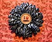I Heart ZOMBIES Blue Zebra Flower Hair Clip - Pinup Rockabilly Accessory