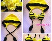 Busy Bee - Stripe bra with Daisies with matching Hoodie