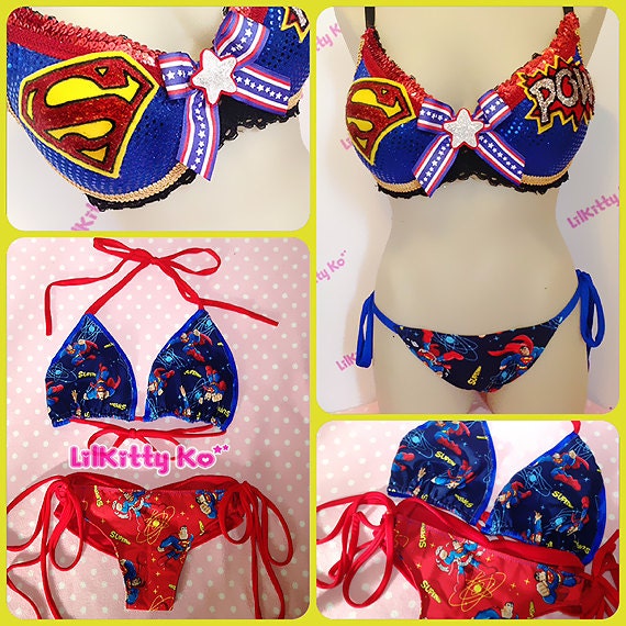 Custom Order for KIRSTY - Superman Bra with thong and Superman Bikini Set
