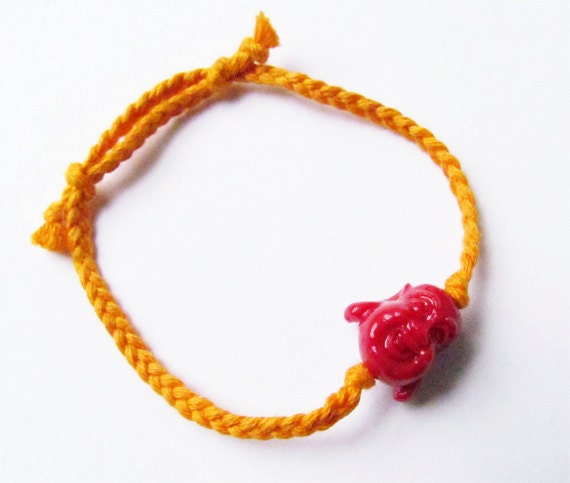 Laughing Buddha Bracelet (Red / Orange)