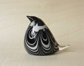 Vintage Murano Art Glass Black and White Bird Paperweight