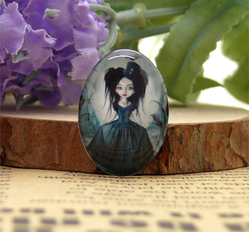 10x14mm,13x18mm,18x25mm,20x30mm,30x40mm Oval Glass Cabochons Cartoon darkly girl, jewelry Cabochons finding beads,cabochons--03