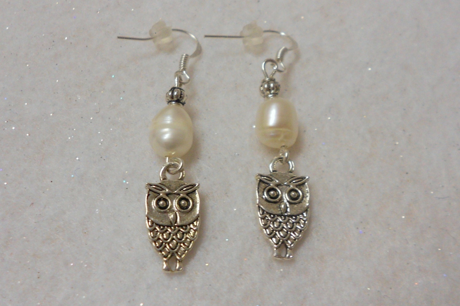 Owl and Pearl Earrings