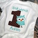 Look Whos Whoos One Owl Birthday T-Shirt Onesie Bodysuit - Free Personalization