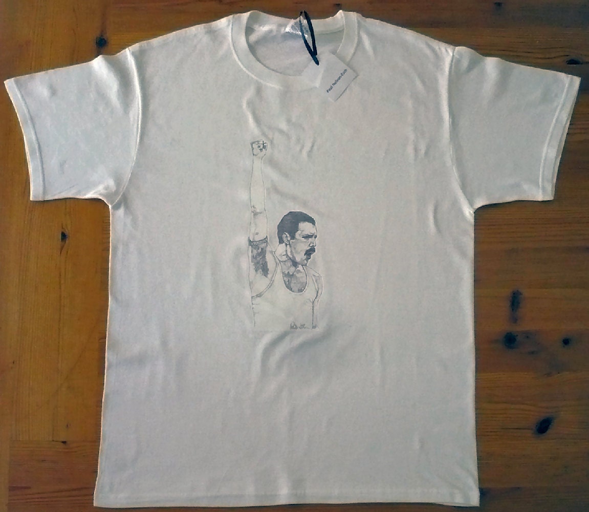 T-Shirt - Freddie Mercury 2 by Paul Nelson-Esch - Pencil Drawing Art Illustration