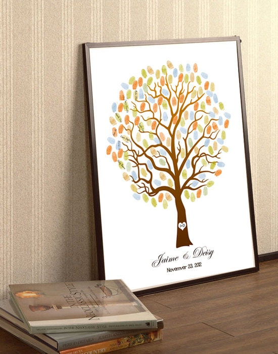 Wedding Tree Guest Book Print--  To Be Personalized With Guest's Fingerprints - 17x22-With 2 ink pads -Wedding Guest Book tree