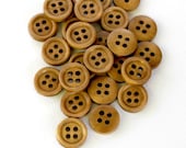 Round Wood Buttons. 50 pcs. Medium brown. Wooden. 15mm 0.59 inch. 4 holes. Australian seller