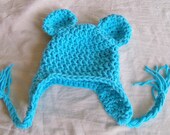 NEW - Aqua Bear Hat - Baby Bear Hat - Baby Hat - 0  - 3 months Baby Hat - Baby Girl Hat  - by JoJosBootique