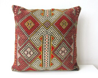 Handwoven Turkish Rug Pillow Cover Decorative by mothersatelier