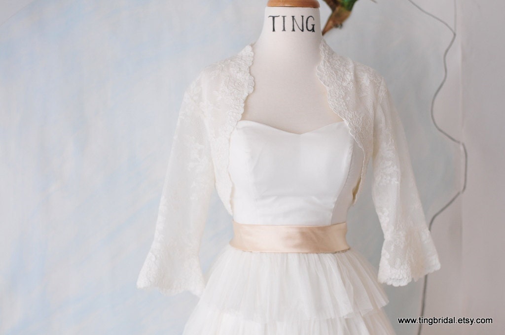 Custom wedding bolero/jacket-lace top-lace coverup-Made to Order
