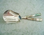 Pearlized Salad Serving Set - 50s Mother of Pearl Handled Salad Servers
