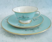 Pastel Green Teacup and Saucer Set - Vintage Tea Cups and Saucers - Franciscan Teacup Trio Set