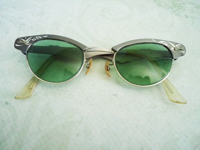Fifties Cateye Sunglasses - Vintage Etched Aluminum Framed Eyewear