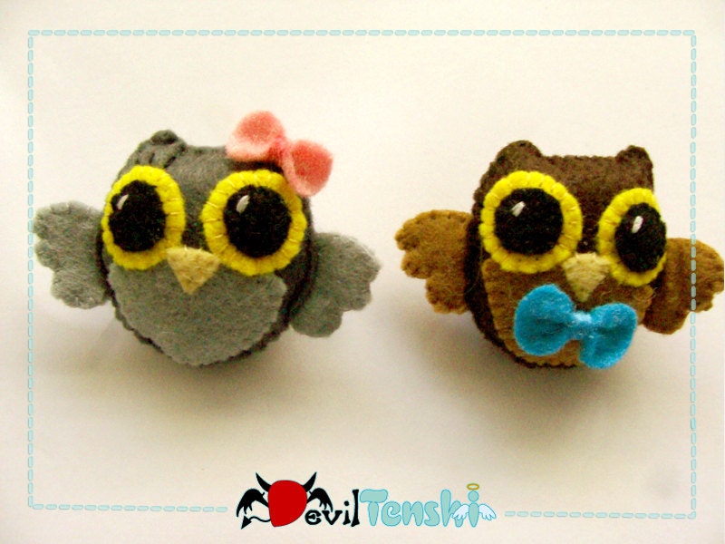 Brooch Owl Felt Kawaii