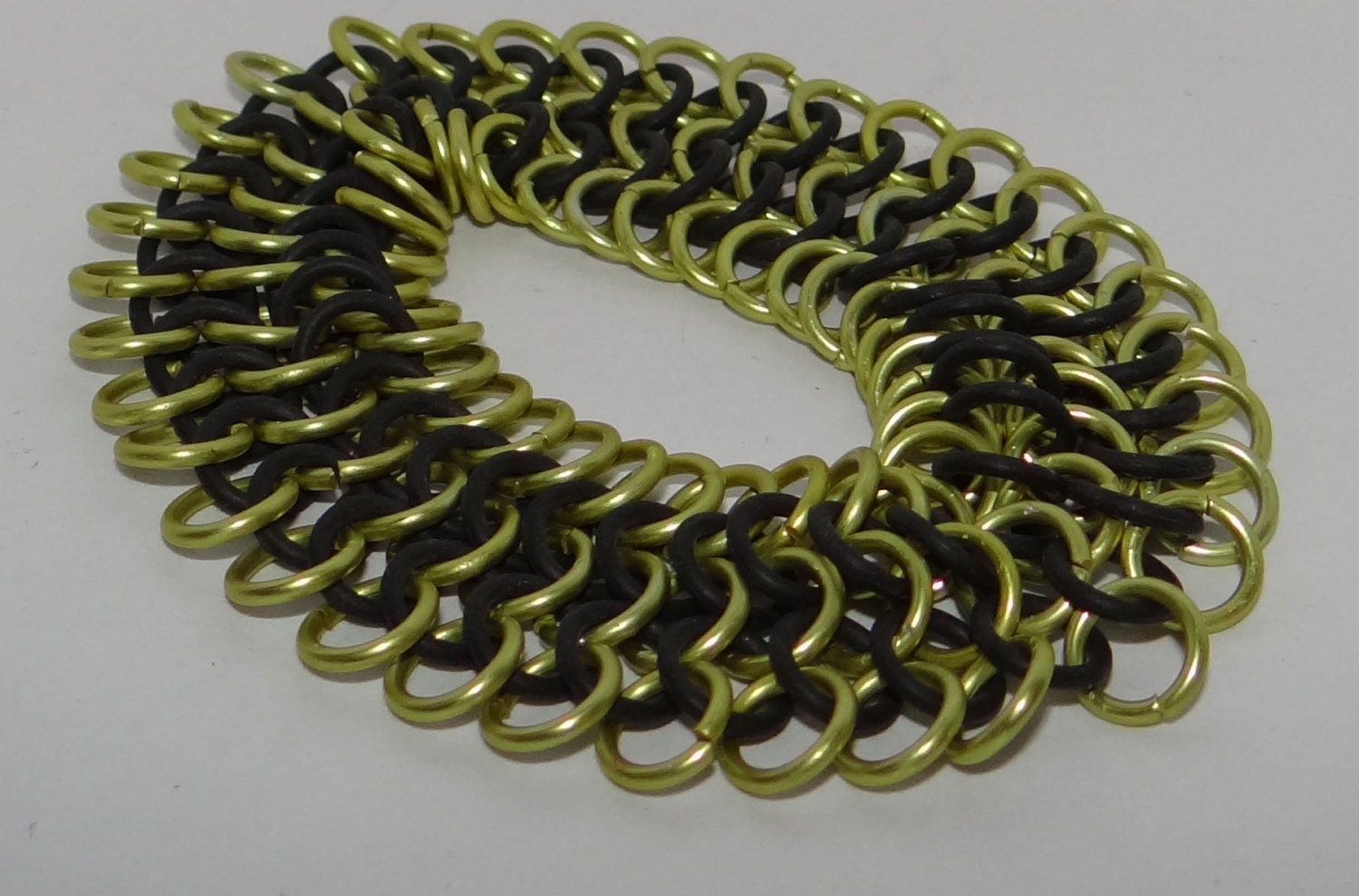 Yellow and Black Punk stretch chain mail bracelet