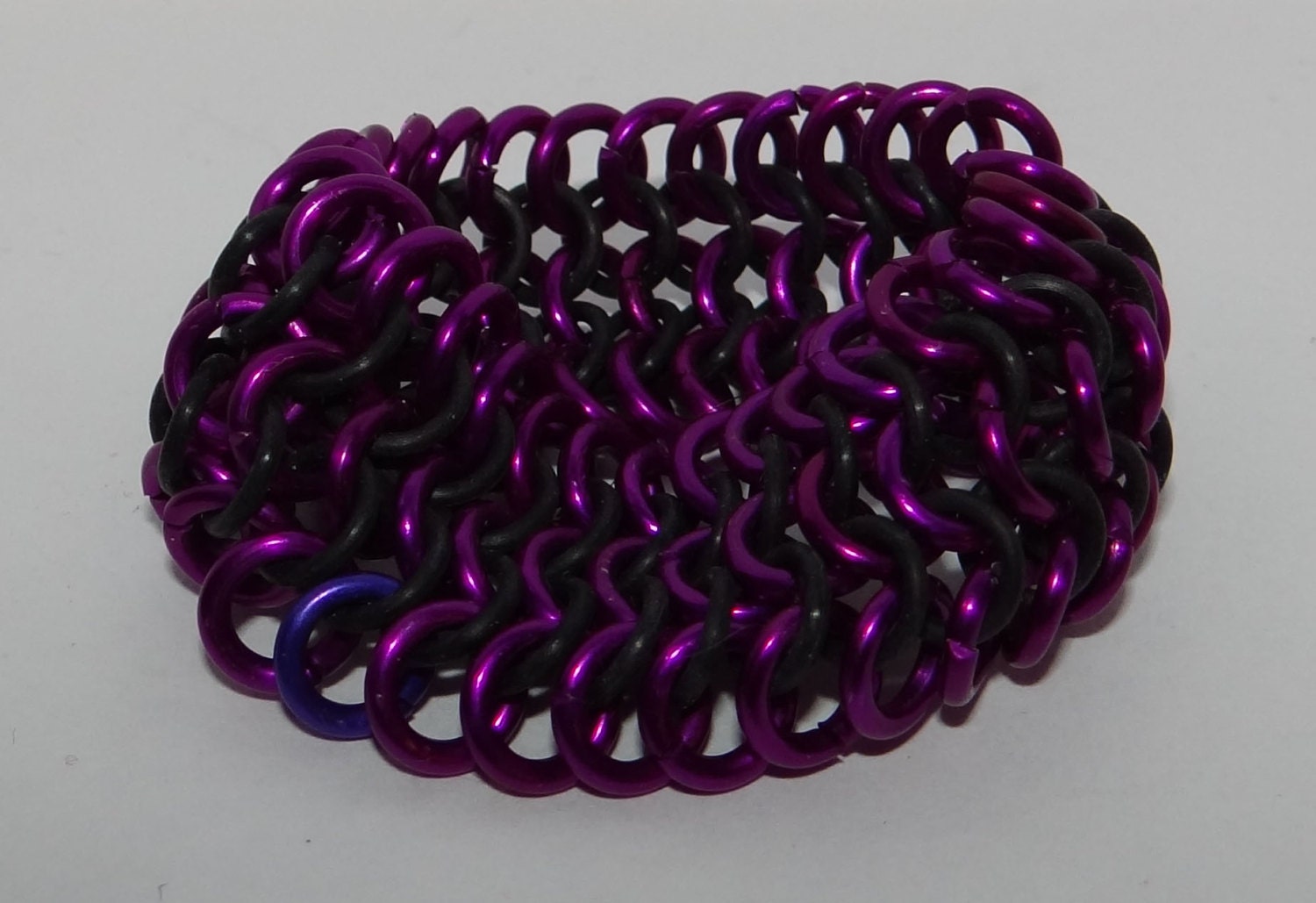 Purple and Black Punk stretch chain mail bracelet
