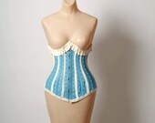Blue Latex under bust burlesque corset  sz 22