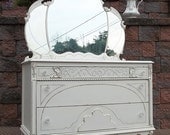 Chic Cottage White Shabby DRESSER w Tiara Mirror Bedroom Furniture For Sale
