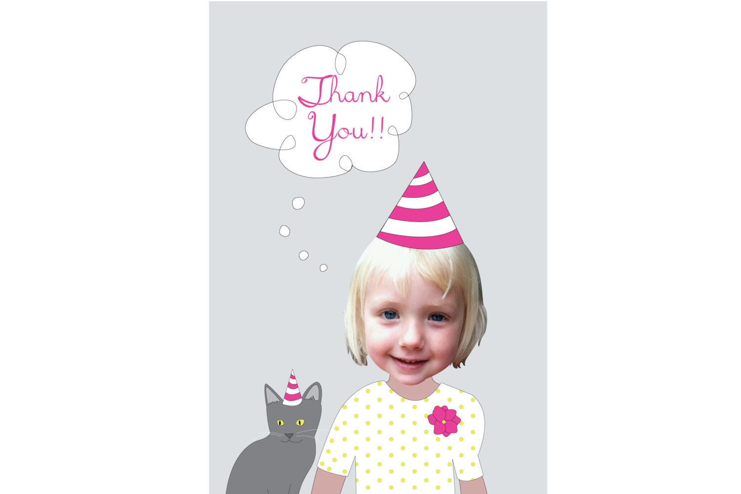 Kitty Cat Thank You Card - Personalized and Printable