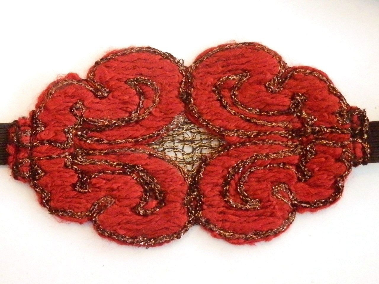 Red Victorian Steampunk Headband Fascinator Embroidered Lace Tagt 123 cc loh ostat socal etsy guild tenx tt cccoe sos steam team madcap lb