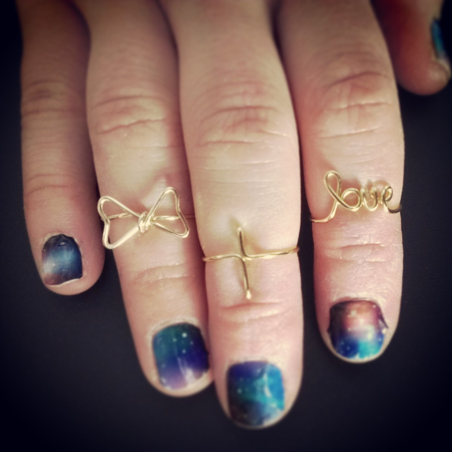 KNUCKLE RINGS-  bow, cross, love
