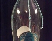 Blue Seed Beat and Swarovski Bicone Wine Bottle Drape