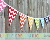 Rainbow Chevron Fabric Pennant Bunting Banner - great for birthday party decor, nursery, playroom, photo prop