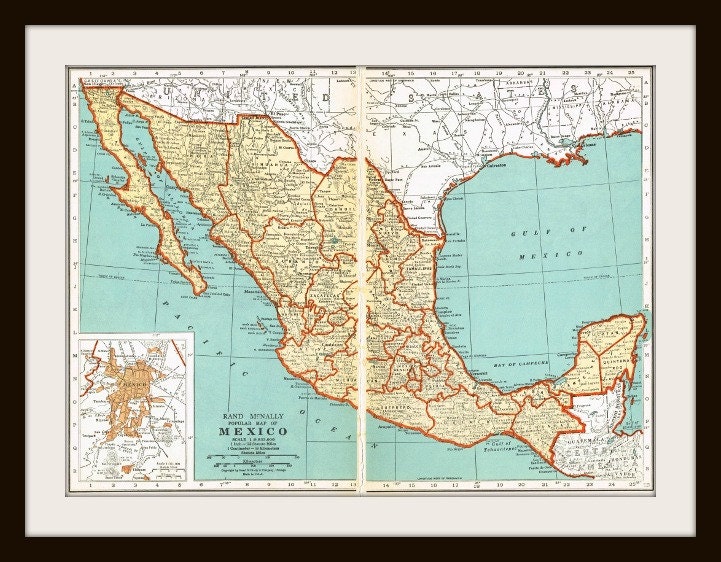 Antique MEXICO Map Pages - Buy 3 Maps, Get 1 FREE - 1931 Map
