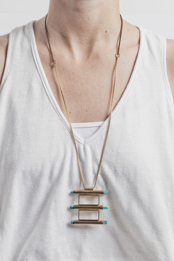 Brass and Turquoise Forbidden City Necklace