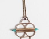 Brass and Turquoise Mosaic Necklace