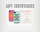 GIFT CERTIFICATE Custom Designed Monogrammed or Personalized iPhone 5, 4/4S, 3gs, iPod Case original design by a drop of golden sun