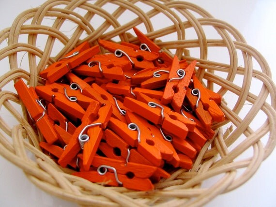 100 Mini Clothespin Orange (25x3mm)