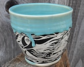 Drippy Blue Sgraffito Mermaid Bowl
