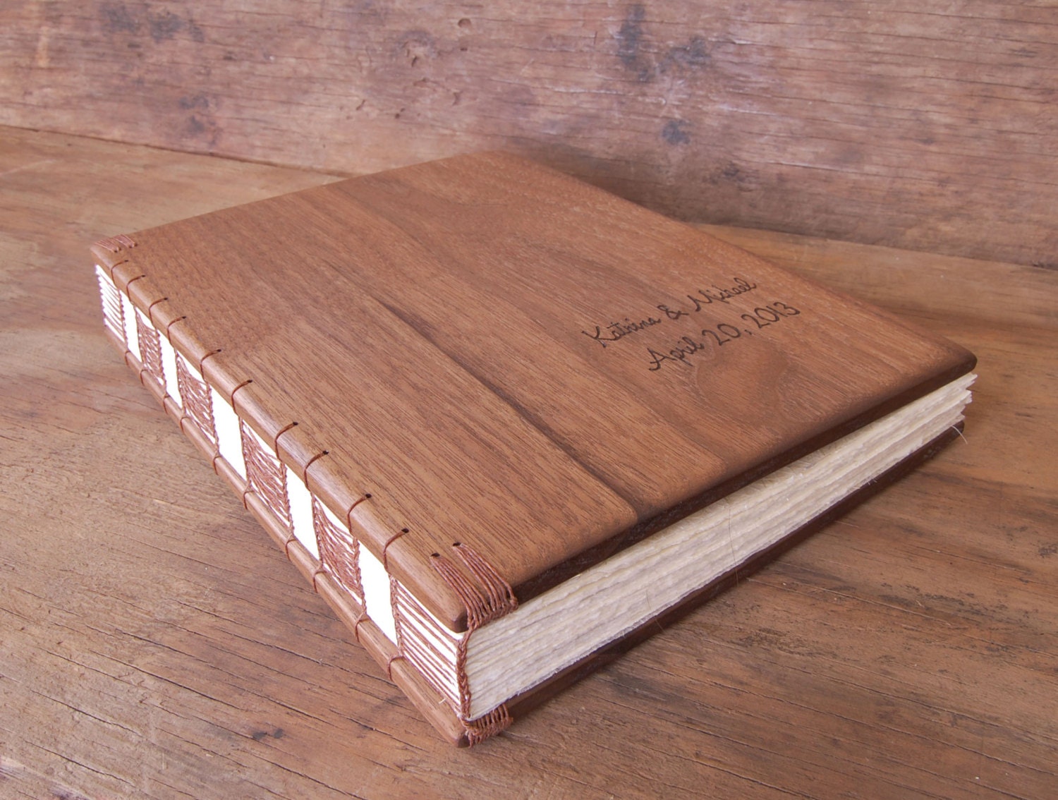 wood guest book -black walnut - custom wedding or cabin guestbook personalized  brown rustic - made to order