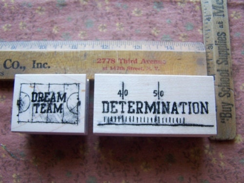 Rubber stamp sports encouragement determination dream team graduation set of two brand new