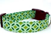 Dog Collar - Emerald Medallion - green medallion adjustable dog collar