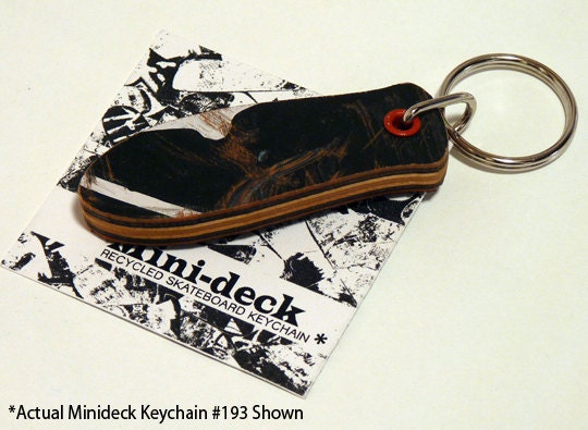 Recycled Skateboard Keychain No.193 - Old school "Stinger" shape