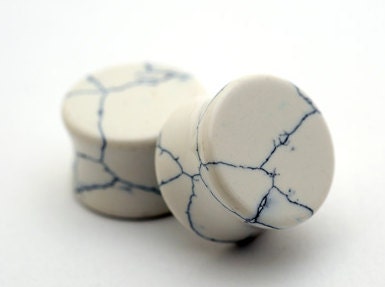 RESERVED FOR JASON White Howlite Plugs