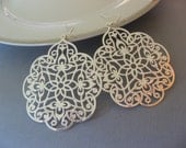 Silver Dangle Earrings, Filagree Earrings