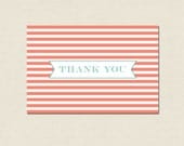 Peach Stripes Thank You Notes - Set of 10