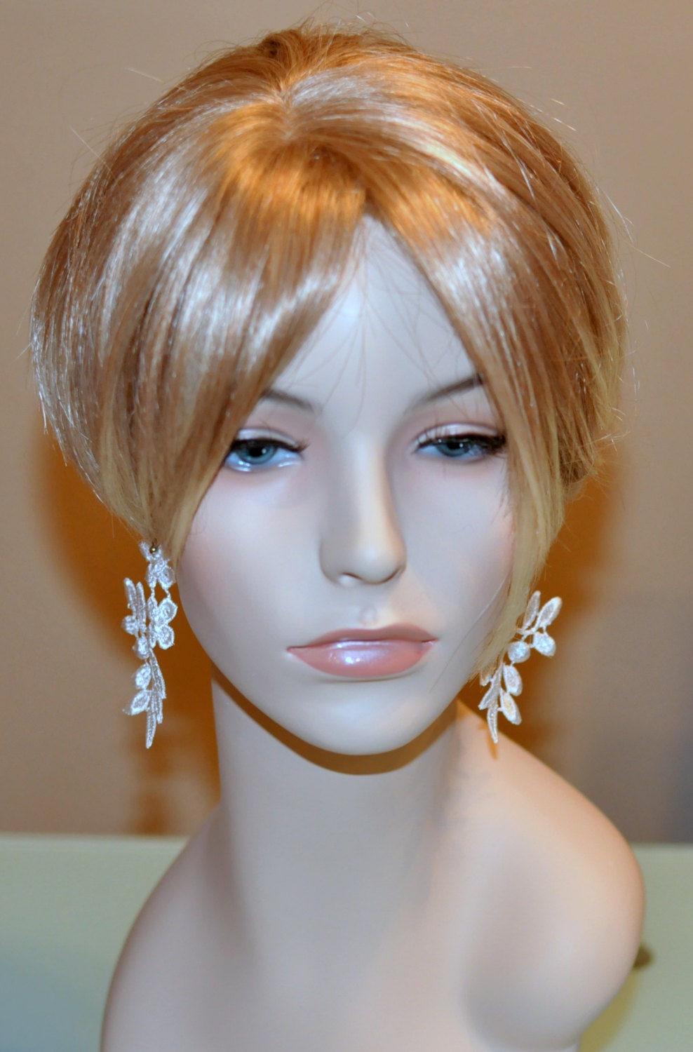 Lace Earrings Ivory Chandelier Dangle Earrings Ivory Cream Romantic Earrings Gift under 25