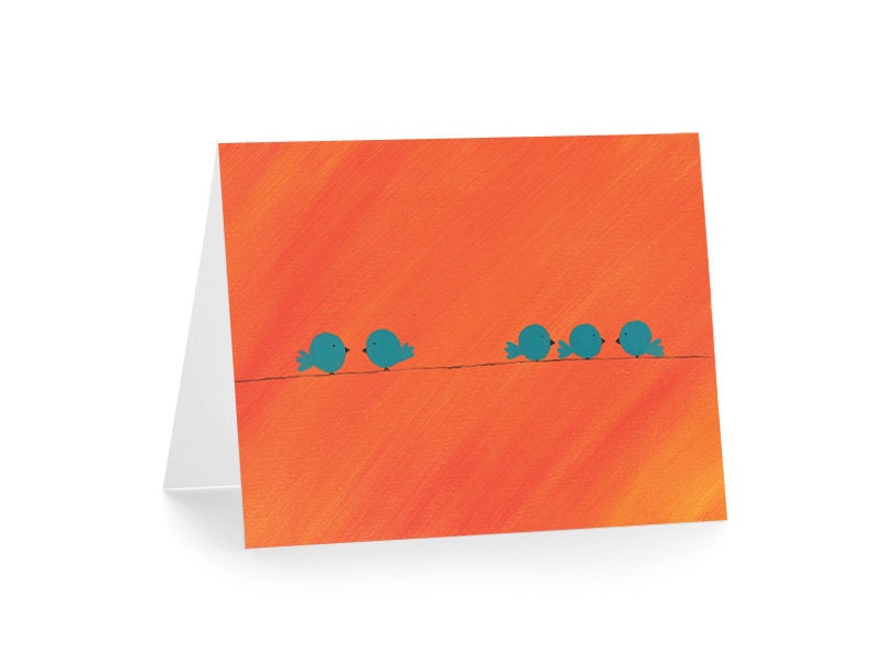 Birds on a Wire Blank Greeting Card & Envelope