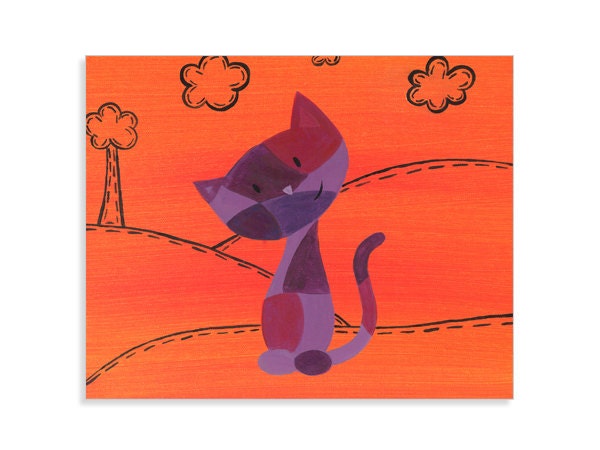 Calico Cat Print - Bright Colors Nursery Wall Art